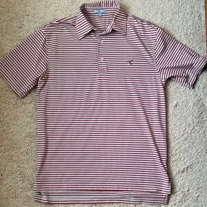 Men's Striped Polo Shirt - Red and White